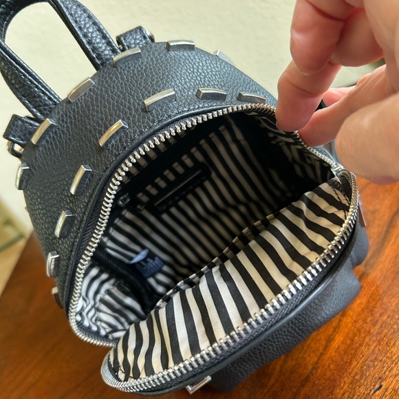 NWOT MMS mini silver bar studded black backpack - Picture 5 of 7